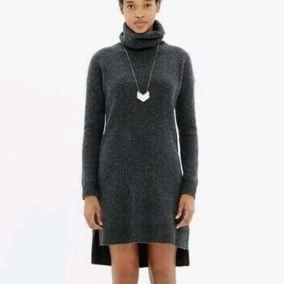 MADEWELL Merino Wool Turtleneck Sweater Dress Gray Ribbed S - Picture 1 of 9